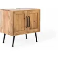 Carla&Marge Riffelution Waschbeckenunterschrank Mangoholz/Eisen Honig/Schwarz - Schwarz