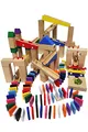 calmado - 200 teiliges Kugelbahn Set aus Holz – Murmelbahn Baukasten aus Buchenholz für Kinder – Kreatives Konstruktionsspielzeug für Mädchen & Jungen inkl. Tasche und Anleitung