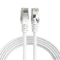 Elfcam - 0,5m Ethernet Kabel Cat 7 RJ45,STP 100% Kupfer, 10 Gbit/s 600 MHz, LAN Netzwerkkabel Rund Ø6,0mm, Kompatibel mit Router, PC, TV, Konsole – Weiß