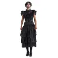 Chaks Kostüm Wednesday für Damen | Ballkleid Rabenball Schwarz - Addams Family S