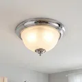 Licht-Erlebnisse Deckenlampe Glas Metall in Chrom IP44 Bad Küche Esszimmer L:29 cm E14 bis 60 W rund 2-flammig stilvoll Vintage Design Deckenleuchte Badezimmer