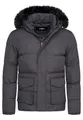Soulstar Herren warme Winterjacke mit Kapuze Parka Winter-Mantel Steppjacke Jacket Puffer-Jacke S2_ADLER-Charcoal-M