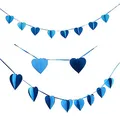 Oblique Unique® Herz Girlande mit 3D Effekt Blau Hochzeit Feier Deko mit Herzen Liebe Romantik Valentinstag