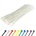Kabelbinder 100 Stück Weiß/Naturfarben Transparent, 200 mm x 4,8 mm mit 22,2 ...