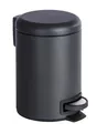 WENKO Kosmetikeimer 3 Liter, Stahl, herausnehmbarer Inneneimer mit Müllbeutelhalter, Mülleimer fürs Bad mit Deckel und Tretfunktion, ausklappbarer Tragegriff, Schwarz matt, Mod. Leman