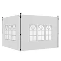 Outsunny 2er-Set Seitenteile für Pavillon 3x3/3x4 m, Seitenwand mit Fenster, wasserdicht Seitenwände aus Oxfordstoff, als Windschutz und Sichtschutz für Partyzelt, Weiß