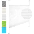 Plissee Ohne Bohren Klemmfix Faltrollo Jalousie, Plisseerollo Crushed Optik Sichtschutz Und Sonnenschutz Easyfix Lichtdurchlässig Rollo Für Fenster & Tür, Weiß 110x130cm (bxh) - Woltu