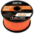 GO!elements Abspannleine Paracord 550 - 4mm, Paracord 550 aus reißfester Nylonschnur orange 50m