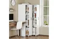 Odikalo Hochschrank Eckschrank Standvitrine mit Stauraum (180 cm hohes, extra schmales Bücherregal mit seitlichen Schubladen - Verstellbare Böden, links und rechts austauschbar, geeignet für kleine Räume -Sideboard, Wohnzimmer-Hochschrank, Bücherregal, für Wohnzimmer, Esszimmer, Flur, Schlafzimmer, Büro, Wohnung)