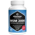 MSM 2000 mg + natürliches Vitamin C, 365 vegane Tabletten für 6 Monate, hochdosiert, 99,9% reines Methylsulfonylmethan, Nahrungsergänzung ohne Zusätze, Made in Germany