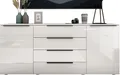 Sideboard BORCHARDT MÖBEL "Tom, moderne Kommode mit dunklen Metallgriffen", weiß (weiß hochglanz), B:166cm H:72cm T:35cm