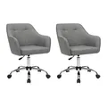 SONGMICS Homeoffice Stuhl, 2er Set, Drehstuhl, Schreibtischstuhl, höhenverstellbar, bis 110 kg belastbar, atmungsaktiver Stoff, für Arbeitszimmer, Schlafzimmer, grau OBG919G01