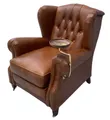 Xlmoebel Ohrensessel Chesterfield Sessel Braun Leder mit bequemer Polsterung (1-St), Made in Europa
