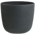 Engelland Blumentopf Pflanztopf mit Drainagesystem (Vorteils-Set, 1 St., robuster PP-Kunststoff), Rillenoptik, UV-resistent, Drainagesystem, direkte Bepflanzung grau 13 l | Ø 29 cm x 29 cm x 25 cm