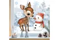 Sunnywall Fensterdekoration Kinderzimmer Fensterbild Winter Reh mit Schneemann