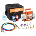 VEVOR Vakuumpumpe mit Manometer 99L/min 3,5CFM 1-stufig Vacuum Pump Kit 180W