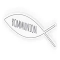 itenga Türschild Fisch Kommunion 30,0 x 11,5 cm Tischdeko Aufsteller Schild Deko Schrift (grau)