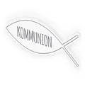 itenga Türschild Tischdeko Aufsteller Fisch grau Kommunion 30,0 x 11,5 cm
