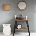 Holz Waschtisch - Mit zusätzlichem Boden - Für Waschbecken - Teakholz - 81x80x50 cm