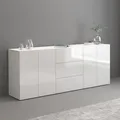 Sideboard "Egypt, Kommode, Schrank, Kredenz, grifflos", 4 Türen, 3 Schubkästen mit Push-To-Open Funktion, Hochglanz Breite 200, weiß hochgla