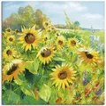 Wandbild "Sommerwiese mit Sonnenblumen", Blumenwiese, (1 St.), als Alubild, Outdoorbild, Leinwandbild, Poster, Wandaufkleber Farbe Bild(er): gelb B/H: 50 cm x 50 cm