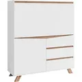 Mid.you Sekretär, Weiß, Sonoma Eiche, Holzwerkstoff, furniert, 3 Schublade(n) Schubladen, eckig, 120x127x38 cm, FSC Mix, Kabeldurchlass, klappbar, Stauraum, Arbeitszimmer, Schreibtische, Sekretäre