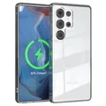 EAZY CASE Hülle für Samsung Galaxy S25 Ultra kompatibel mit Qi Charging Ultra Aufprallschutz Stoßfest und Kratzfest dünne Schutzhülle Kameraschutz Silikon Cover Clear Handy Case, Weiß - Qi Charging