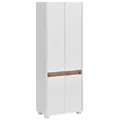 home24 Hochschrank, Weiß, Eiche, Holzwerkstoff, 3 Fächer, 56.9x164.5x33 cm, stehend, Badezimmer, Badezimmerschränke, Hochschränke