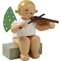 Wendt & Kühn Weihnachtsfigur Engel mit Geige Sitzend 650/2A, Haarfarbe zufällig blond oder braunhaarig bunt