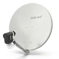 DUR-line 8 Teilnehmer Set - Qualitäts-Alu-Satelliten-Komplettanlage - Select 75cm/80cm Spiegel/Schüssel Hellgrau + Octo LNB - für 8 Receiver/TV [Neuste Technik, DVB-S2, 4K, 3D]