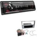 Kenwood KMM-BT209 1-DIN Autoradio Bluetooth USB AUX-In Short Body mit Einbauset für Opel Astra H Twin Top matt chrom