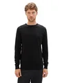 TOM TAILOR Herren Basic Strickpullover mit Crewneck, schwarz, XL EU