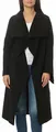 malito Damen Mantel lang mit Wasserfall-Schnitt | Trenchcoat mit Gürtel | weicher Dufflecoat | Parka - Jacke 3040 (schwarz)