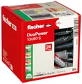 fischer DuoPower 10 x 80 S, Universaldübel mit Sicherheitsschraube, 2-Komponenten-Dübel, Kunststoffdübel zur Befestigung in Beton, Ziegeln, Stein, Gipskarton uvm., 10 Dübel + 10 Schrauben