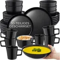 Tectake Kombiservice Una Für 6 Personen Im Urban Style  26 x 26 x 2 30 cm Schwarz