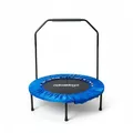 Relaxdays Trampolin mit Haltestange, Ø 102 cm, faltbares Minitrampolin bis 120 kg, Fitnesstrampolin Indoor, blau