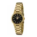 Seiko SYMK22K Damen-Armbanduhr, Armband aus Edelstahl, goldfarben, Schwarz/Gold, Armband