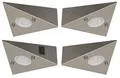 Trango 4er Set LED Unterbauleuchte 6739-42 Einbauleuchten, Einbaustrahler, Küchenleuchte aus Edelstahl inklusive 4 x 4.8 Watt 3000K warmweiß LED Modul direkt 230 Volt beliebig erweiterbar