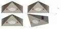 TRANGO LED Unterbauleuchte, 4er Set 6739-42 LED-Küchenunterbauleuchte *COOK* LED Einbauleuchte - Einbaustrahler aus Edelstahl inkl. 4x 4.8 Watt LED Modul 3000K warmweiß - direkt 230 Volt - beliebig erweiterbar, Schalter - Dreieckleuchte – Schrankleuchte