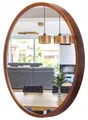 STOLARNIA PIKA Wandspiegel mit Holzrahmen (57 cm) - Spiegel Rund Holz Nussbaum - Runder Badspiegel für Badezimmer, Flur, Wohnzimmer, Schlafzimmer