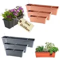 Blumenkasten Fensterbank Außen Blumenkasten Balkongeländer Balkonkasten mit Wasserspeicher Metall Halterung Pflanzkasten Outdoor 80 cm anthrazit