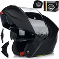 Klapphelm mit Sonnenblende | VITO FURIO | Motorrad Helm Integralhelm | Motorradhelm Klappbar | ECE 22.06 | S (55-56cm)