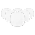 Seltmann Weiden Lido Black Line Frühstücksteller 6er Set, ø 20 cm, Eckiger Dessertteller mit schwarzem Rand, Porzellan