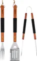 TRIZERATOP Grillbesteck-Set Grillbesteck-Set 3-teilig mit Holzgriffen, (rostfreier Stahl, rostfreier Stahl 430), Qualität