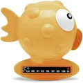 Chicco Badethermometer Fisch, Babybadethermometer, zum Messen der Wassertemperatur, thermosensitiv, wechselt die Farbe und schwimmt, Babybadeset, orange