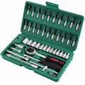 HSEAMALL 46PCS Socket Set, 1/4 Zoll Drive Metic Socket Driver Bits Set mit Quick-Release Ratschenschlüssel, Verlängerung Bars für Auto Fahrrad Motor