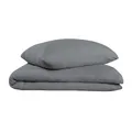 oh cosy Bettwäscheset Sally - Musselin - 2-teilig -135x200cm - Dunkelgrau