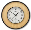 Moderne Funk Wanduhr Holz Buche Dekor Rund Zahlen Mineralglas - ATLANTA 4540/30