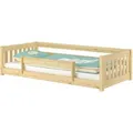 Erst-Holz Niederflurbett für Kinder mit Sicherung 90 x 200 cm Kiefer massiv Modell 28 mit Kindersicherung und Rollrost inkl.