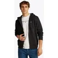 Tommy Jeans Sweatshirt TJM REG S FLAG ZIP FLEECE THRU mit bestickten Markenlogo auf Brusthöhe schwarz L (50)